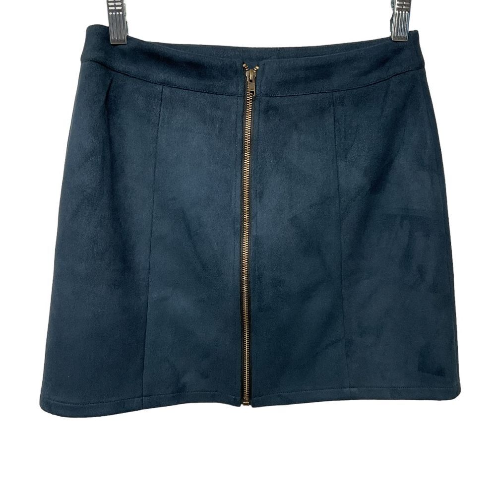 Hyfve Women's Zip‎ Up A-Line Mini Skirt Navy Blue Size M Rise Casual Chic